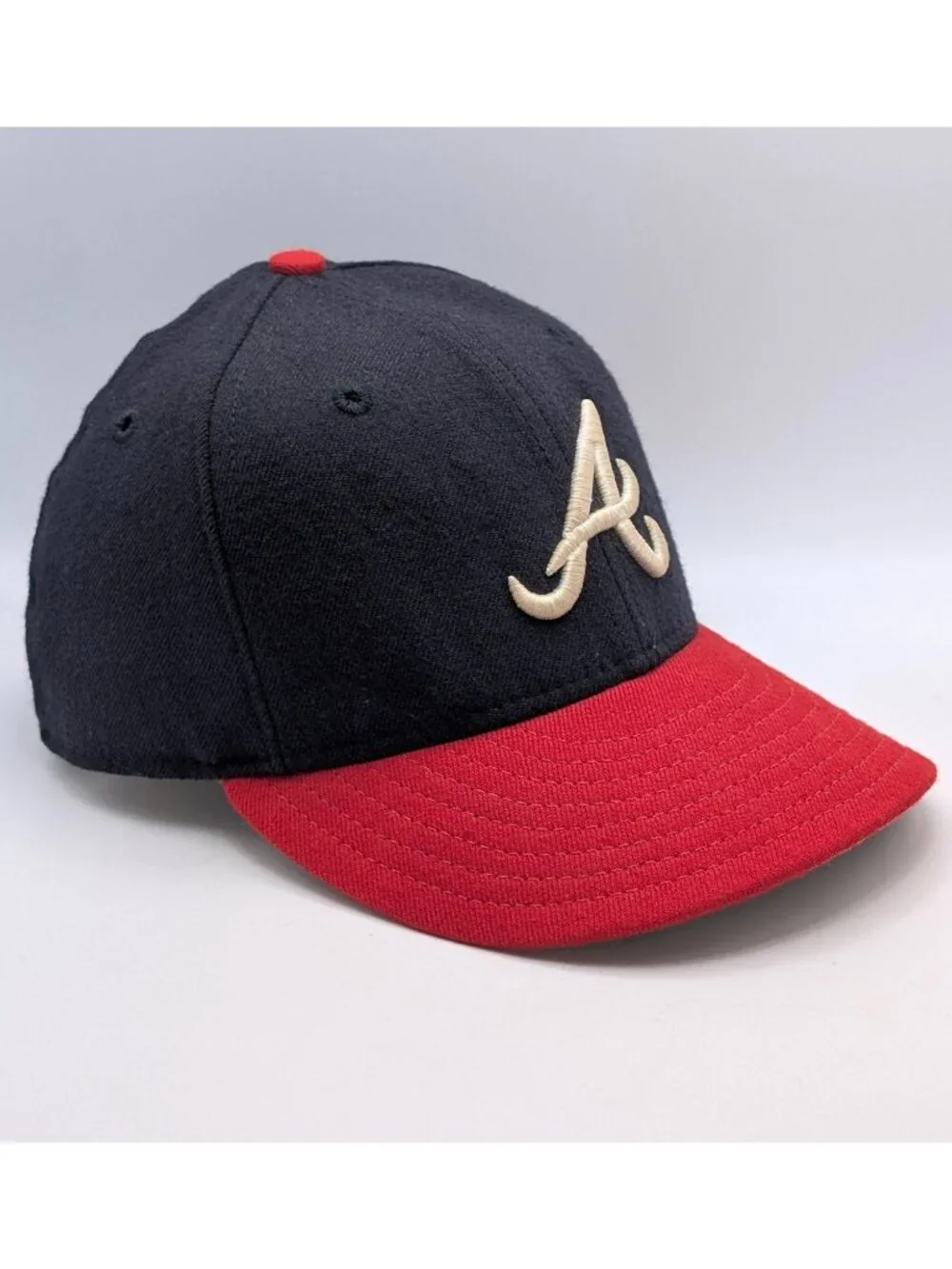 Vintage Atlanta Braves New Era Fitted Hat Size 7 1/4 100% Wool Made In USA MLB